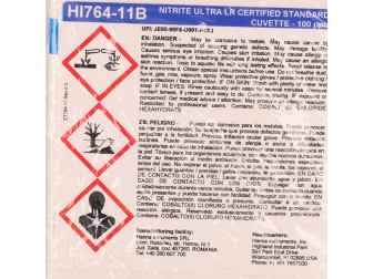 Solutions étalons nitrites eau de mer à 0 et 100 microg.L HI764-11 HANNA
