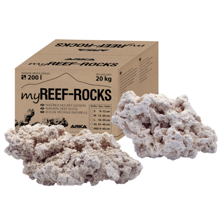 myReef-Rocks rocas naturales de aragonita, Caja Mixta (todas las 4 tamaños), 20 kg ARKA