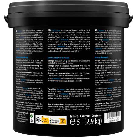 Carbopure - Steam-Activated, pelletised & Acid Washed Activated Carbon (2,9 kg, 5 L) ARKA