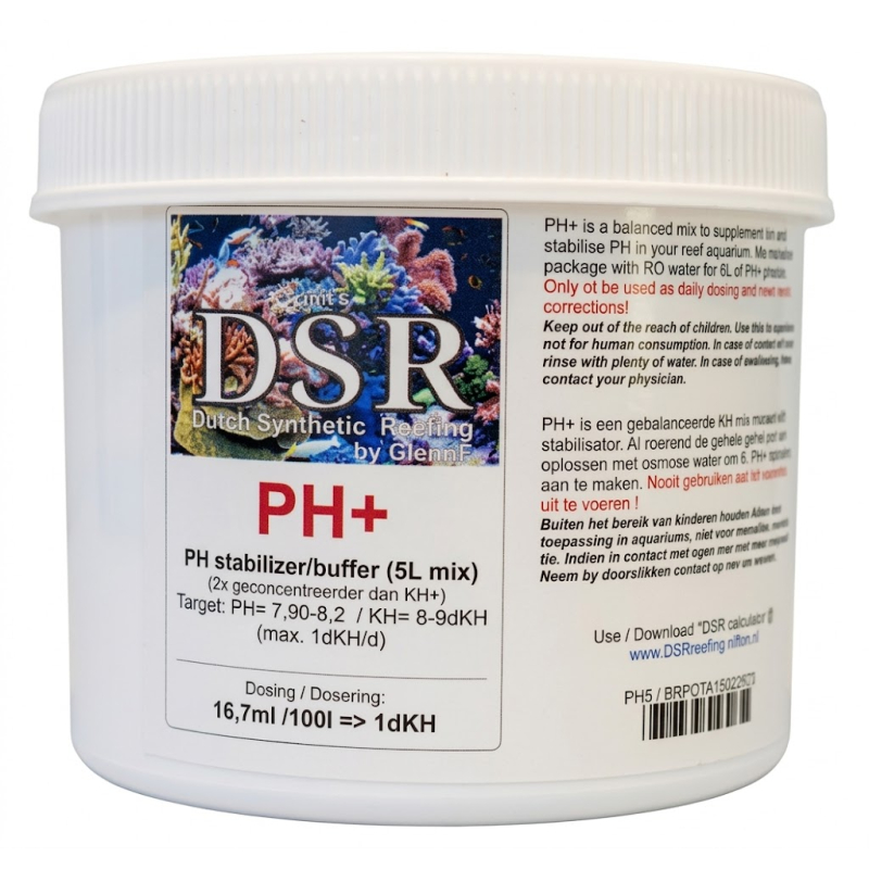 DSR - PH+ : PH (KH) stabilisatorbuffer, om 5 liter bufferoplossing te mengen (PET) 5 liter