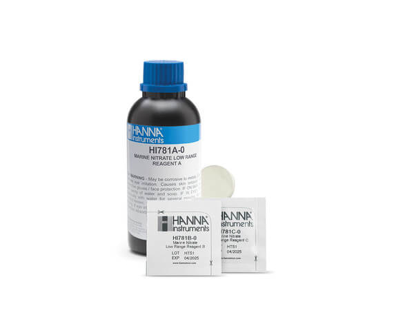 Réactifs pour nitrates en eau de mer, gamme étroite (HI781), 25 tests + 25 papiers filtres HANNA