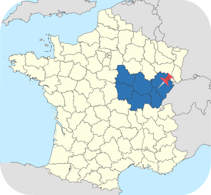 Carte de France avec repère à Roche-lez-Beaupré (Doubs)